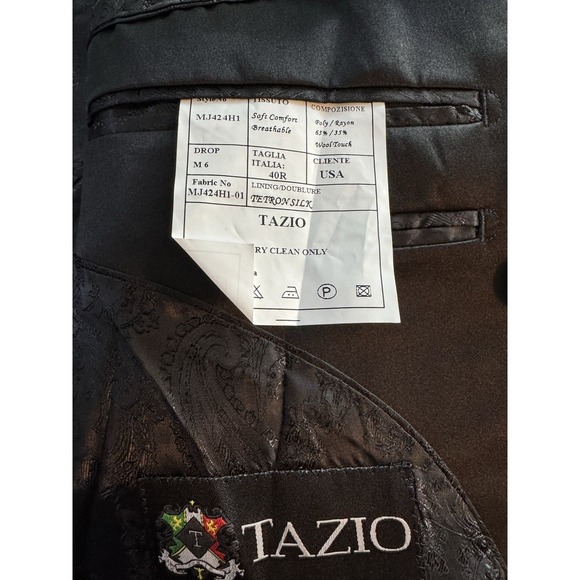 Tazio super 100 Pure wool tuxedo blazer Tux Jacket, Suit Jacket $469 NWT Black - Picture 9 of 13